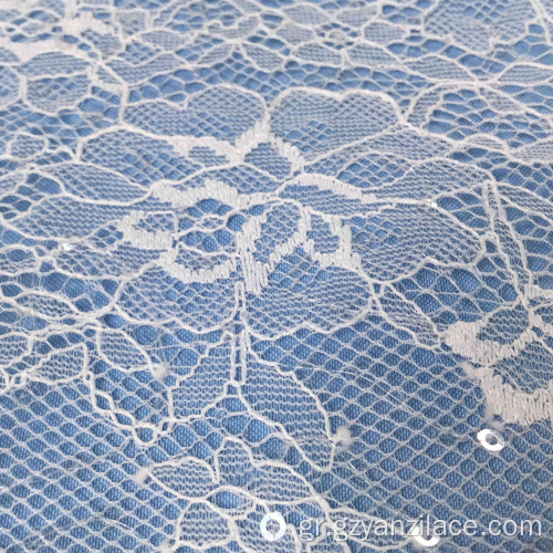 Shiny Sequin Λευκή Chantilly Lace